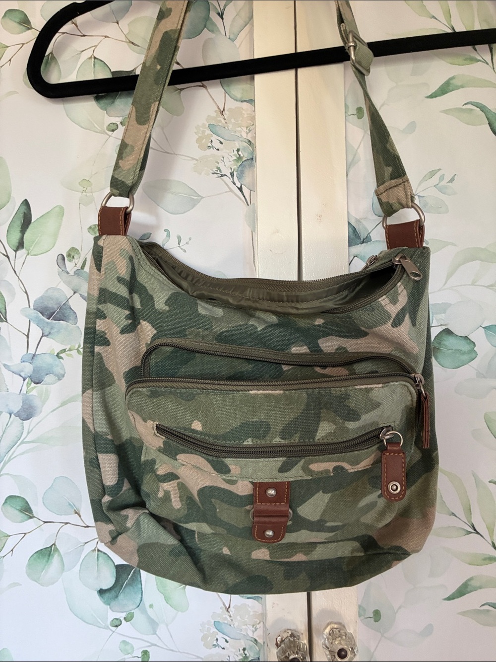 Canvas Camo Crossbody Bag for Men - Green Camouflage